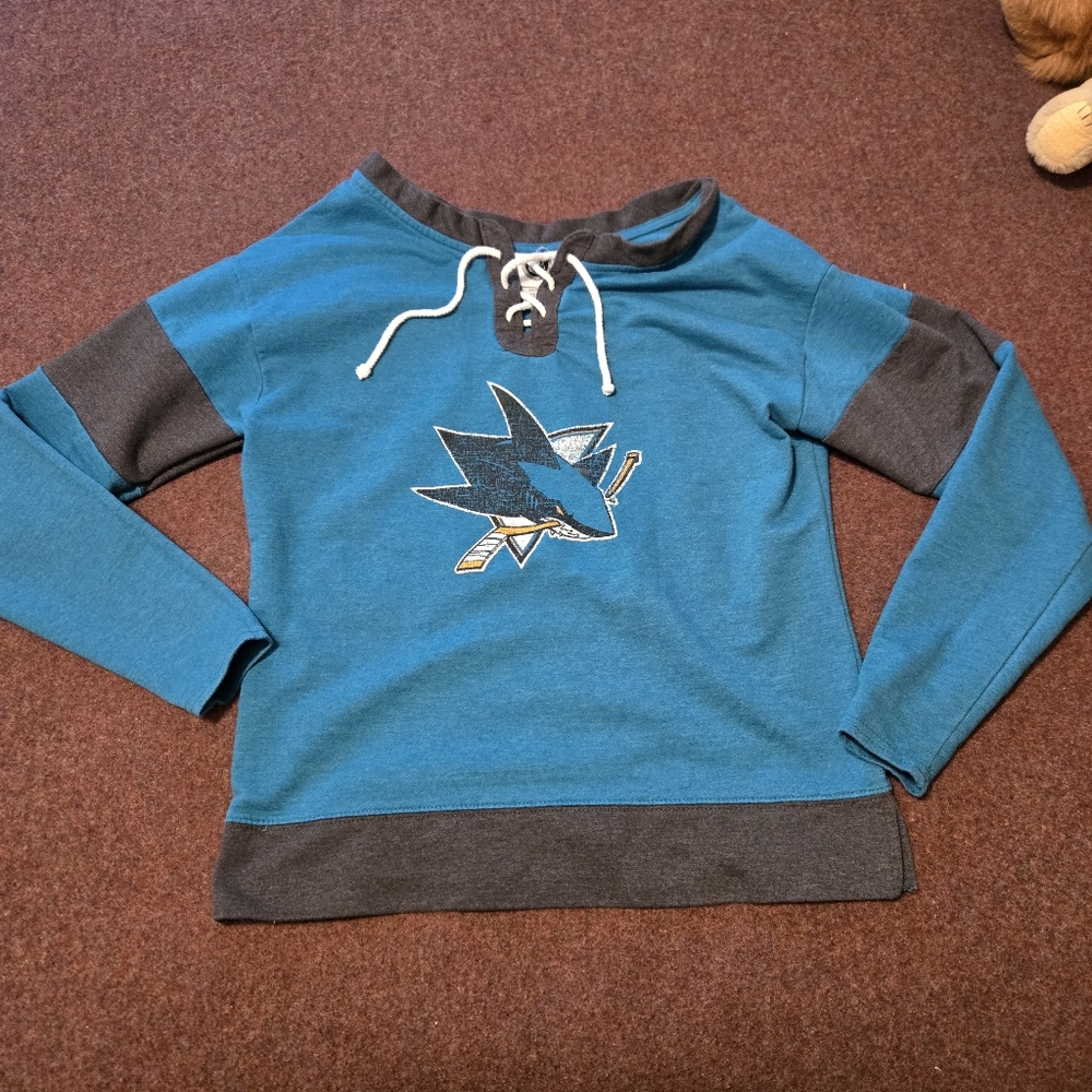 San Jose Sharks Hockey Ladies Lace Top Shirt Size 8/10 M